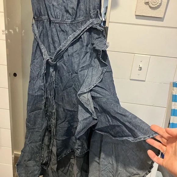 Blue Ruffle Dress size large - Picture 2 of 6